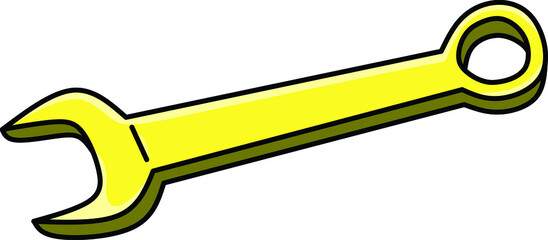 Image of Wrench in yellow flat style.
