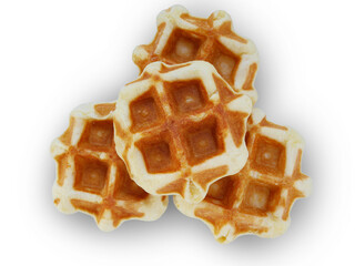 Four amazing decorated waffles are on a white background 
