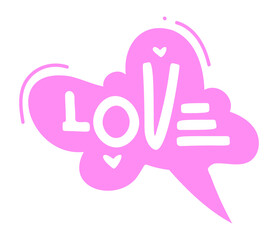 Love message sticker. Comic style speech bubble
