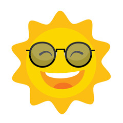Sun in glasses icon illustration on white