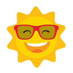 Sun in glasses icon illustration on white