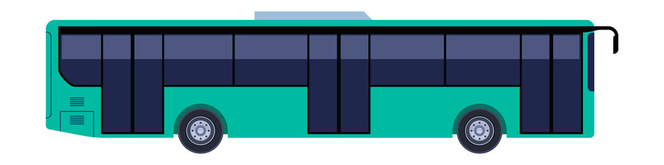 Green city bus icon. Public transport side view