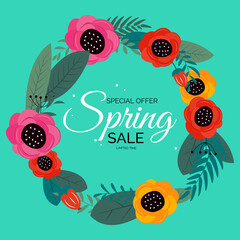 Spring Sale Natura Bluel Flower Background. Illustration