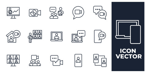 set of Video Conference elements symbol template for graphic and web design collection logo vector illustration