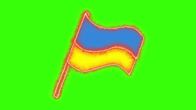 animation of Ukrainian flag isolated  over green background