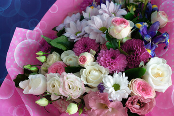 Beautiful spring bouquet of flowers. Congratulations to mom on her birthday or birthday