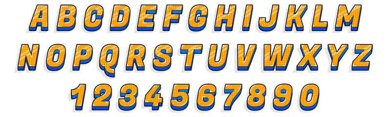 Comic alphabet. Retro superhero style abc font