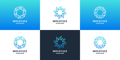 Naklejka na ściany i meble Abstract molecule with circle shape logo design collection