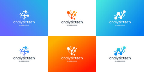 Fototapeta na wymiar analytic tech logo design collection. gradient molecule logo vector