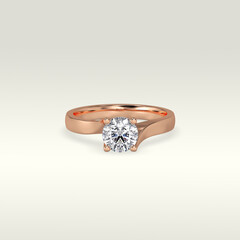 solitaire engagement ring laying down position in rose gold 3D render