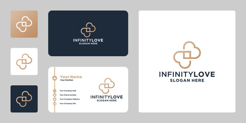 Fototapeta na wymiar infinity love logo design modern and minimalist. infinity love line art style logo symbol.