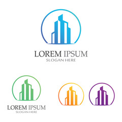 city ​​skyline, city silhouette, modern city and city center. With logo design concept, icon and symbol illustration template.