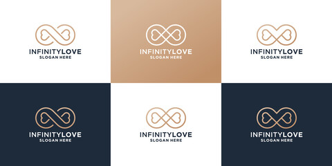 Fototapeta premium collection of infinity love logo design inspiration for your business.