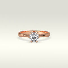 solitaire engagement ring laying down position in rose gold 3D render
