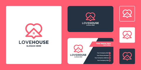 love house, online love house logo design inspiration. modern love house logo