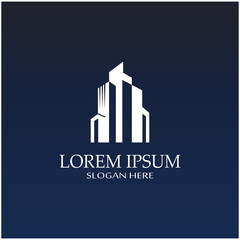 Fototapeta premium city ​​skyline, city silhouette, modern city and city center. With logo design concept, icon and symbol illustration template.