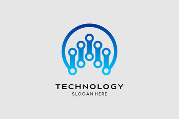 Letter A technology logo design in creative concept. Premium vector logo illustration