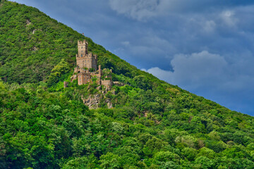 Fototapeta na wymiar Rhine valley; Germany- august 11 2021 : valley of medieval castles