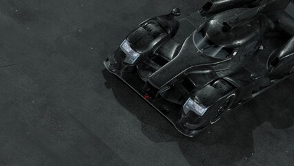 Obraz na płótnie Canvas 3D rendering of a brand-less generic racing car