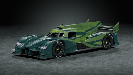 Fototapeta na wymiar 3D rendering of a brand-less generic racing car