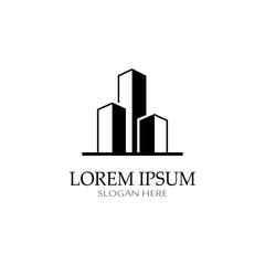 city ​​skyline, city silhouette, modern city and city center. With logo design concept, icon and symbol illustration template.