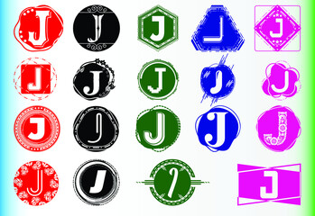 Creative J letter logo and icon design template bundle