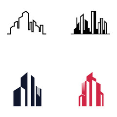 city ​​skyline, city silhouette, modern city and city center. With logo design concept, icon and symbol illustration template.