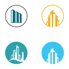 city ​​skyline, city silhouette, modern city and city center. With logo design concept, icon and symbol illustration template.