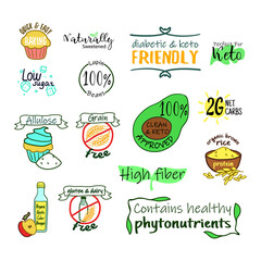 Product sticker element set, flat label design