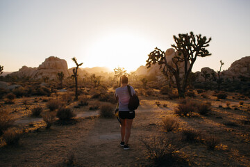 Girl hiking in Joshua Tree Desert
