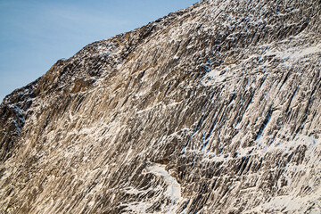 Snow mountainside rocks