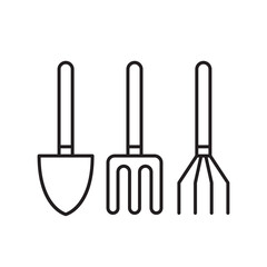 Garden tools, simple gardening icon in trendy line style isolated on white background for web apps and mobile concept. Illustration