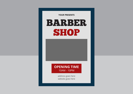 Barber Shop Flyer Template. Barber Shop Price Or Brochure List With Prices At The Hairstyles And Haircuts On Table Vector Illustration. Cover, Poster, Leaflet, Flyer Design.