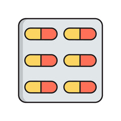 Pills simple medical icon in trendy line style isolated on white background for web apps and mobile concept. Illustration