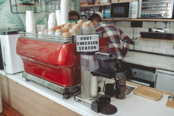 Photo of counter in modern coffee shop