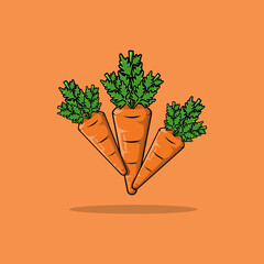 Carrot vegetable fruit fresh cartoon icon vector