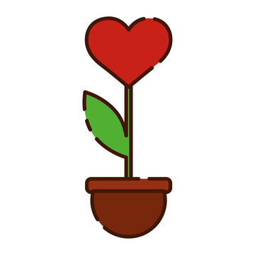 Isolated flower with heart shape flat design icon Vector illustration