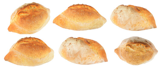 Delicious white bread with crust isolated on white background.