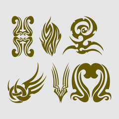 Tribal tattoo designs. Set of vector illustrations. 