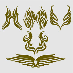 Tribal tattoo designs. Set of vector illustrations. 