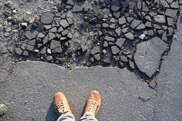 Straßenschäden Kaputte Straßen Asphalt