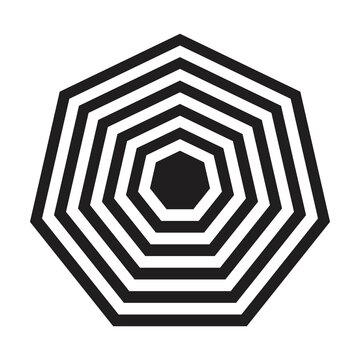 Abstract heptagon lines vector geometric shape for logo, web, print and modern and contemporary design wall art background in a glyph illustration