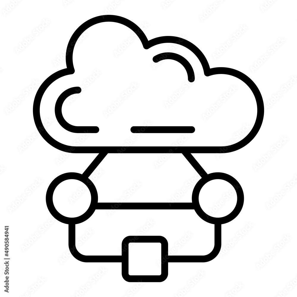 Poster cloud data workflow icon outline vector. work process. business project