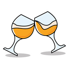Pair of beer glasses with foam icon Vector illustration
