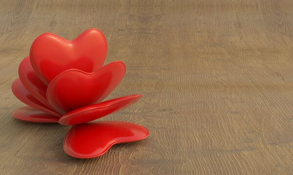 shuffle love hearts floor. 3D render
