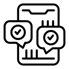 Help chat phone icon outline vector. Social review. Online marketing