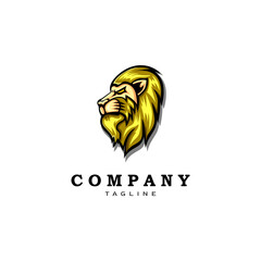 King lion head logo design, golden royal premium.
