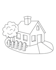 Easy Simple house Coloring page. modern House line art design. line art 