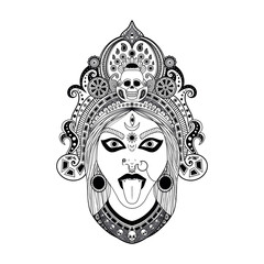 illustration of the indian goddess kali hinduism - obrazy, fototapety, plakaty