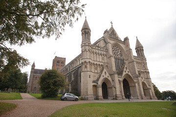 Fototapeta na wymiar The Cathedral and Abbey Church of St Alban, St Albans, Hertfordshire in the UK